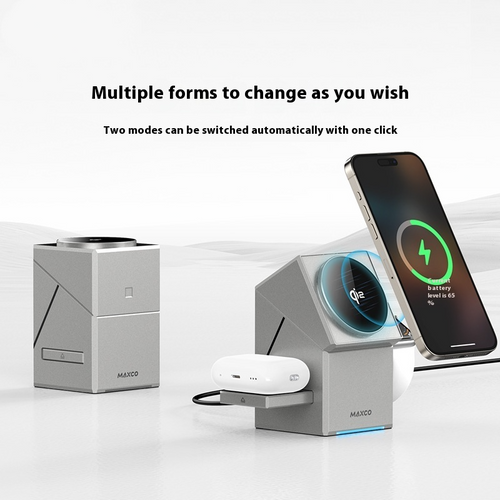 Qi2 Magnetic Touch Rotating Wireless Charger — 3-in-1 Charging Station