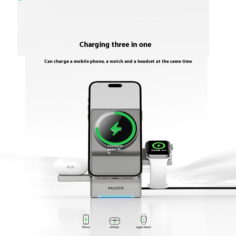 Qi2 Magnetic Touch Rotating Wireless Charger — 3-in-1 Charging Station